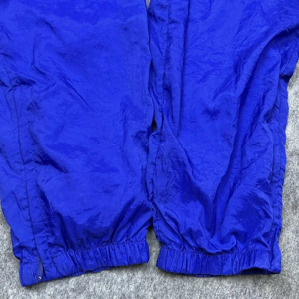 Vtg Reebok Men's Track Pants Blue Nylon Elastic Waist Zip Ankle 90's Size Medium
